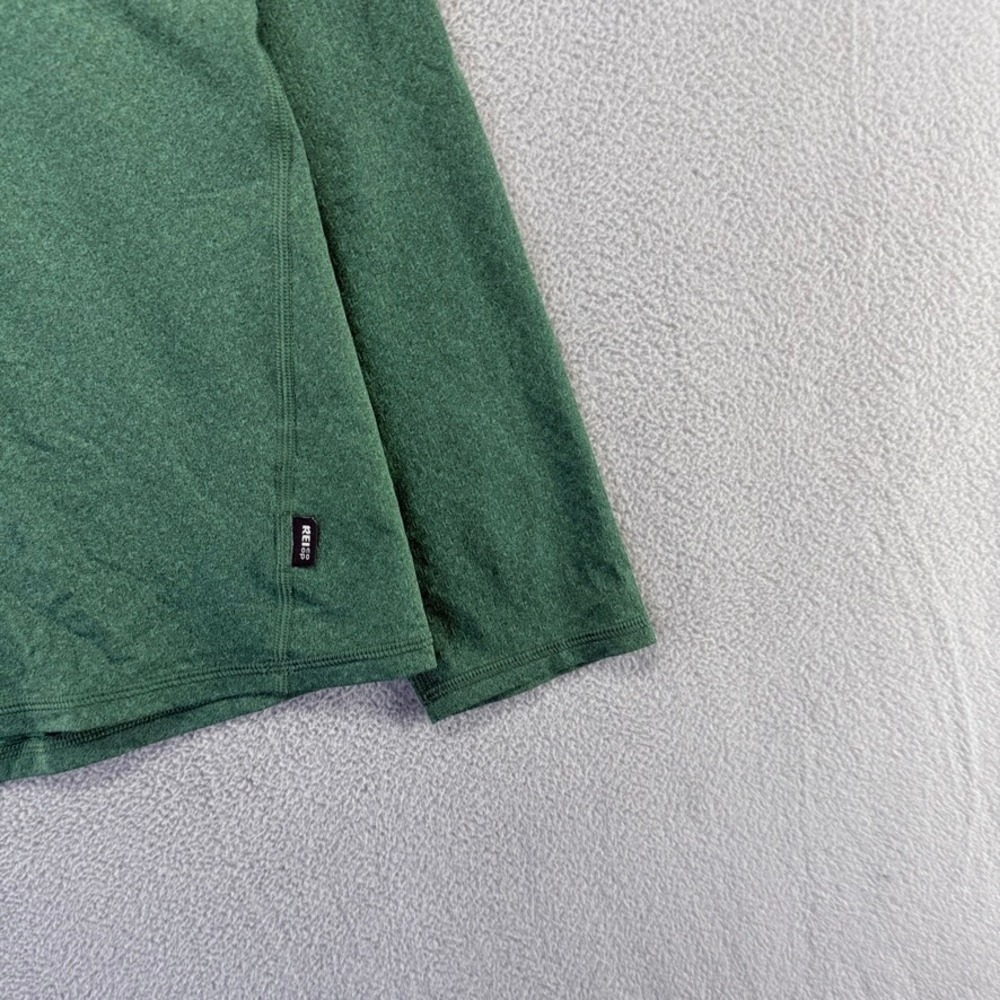REI Co-op Midweight Base Layer Shirt men's Medium Green Quarter Zip Pullover - Picture 3 of 9
